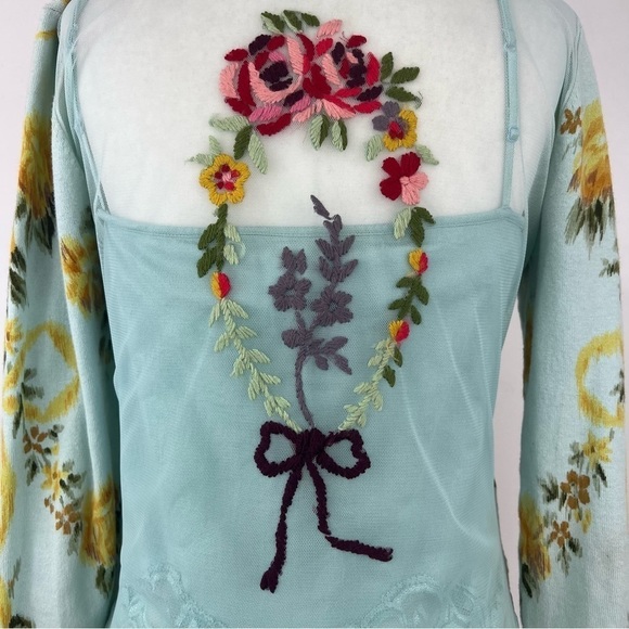parfait FLORAL PRINT SHEER BACK CARDIGAN WITH W.D.N.Y. SILK SHELL - Picture 9 of 14